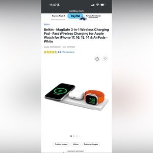 Belkin MagSafe 3-in-1 Wireless Charging Pad — White — Excellent Condition